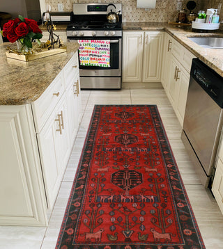 Fine Vintage Distressed Oluwa Red Rug
