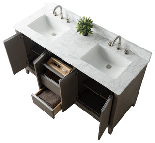 Vanity Art Bathroom Vanity With Sink, Driftwood Gray, 60" Double