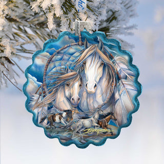 Mustangs Dream Catcher Journey Wreath Glass Ornament