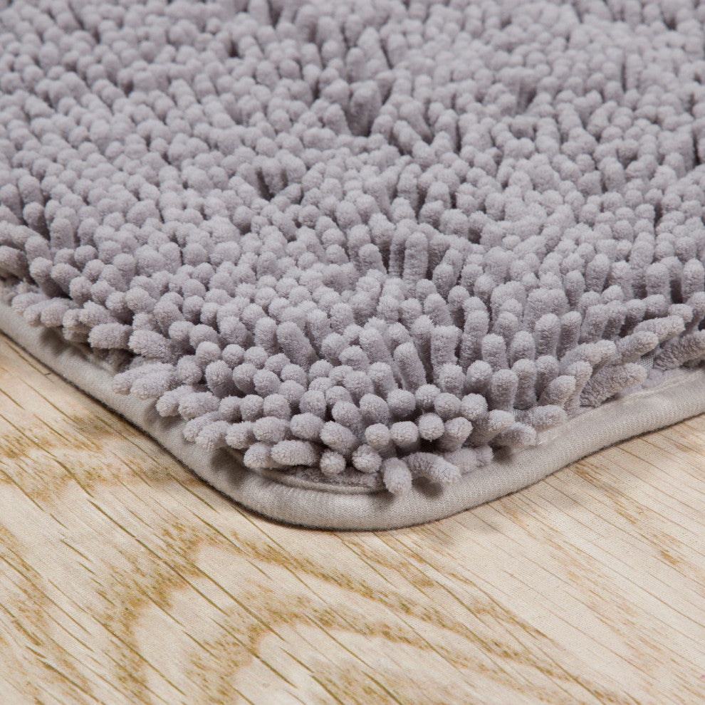 Shag Memory Foam Bath Mat, 2' x 5', Grey