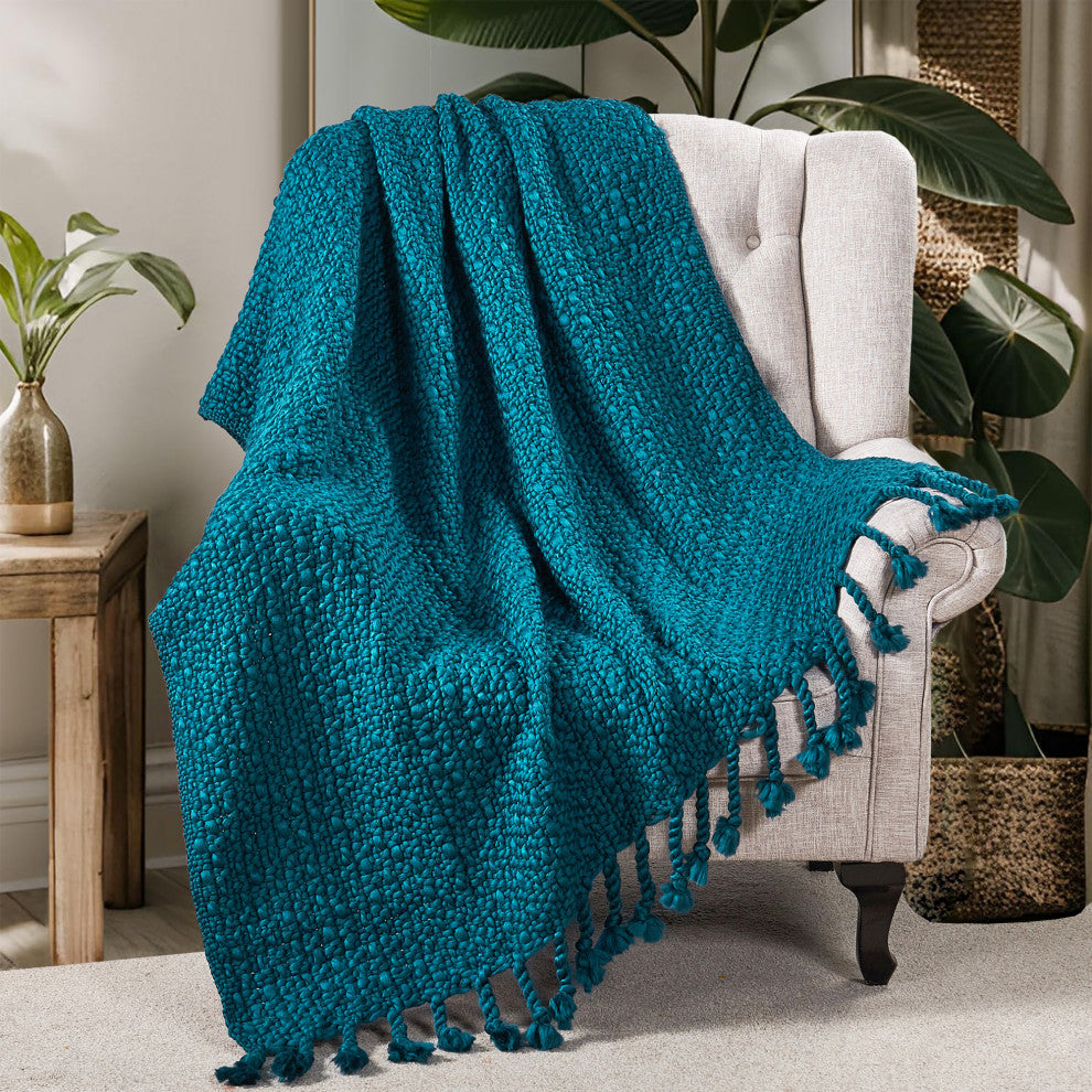 Basket Weave Knit Throw Blanket