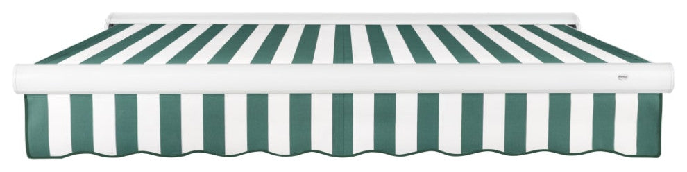 Awntech 20x10' Full Cassette Left Motor Acrylic Retractable Awning, Forest/White