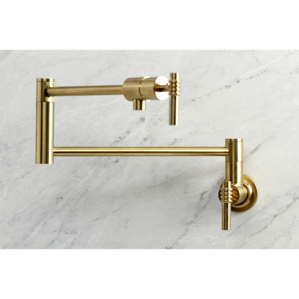 Kingston Brass KS4107ML Milano Wall Mount Pot Filler, Brushed Brass