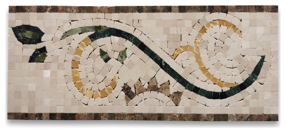 Emerald Gold 6.3x15 Marble Mosaic Border Listello Tile Polished, 1 piece