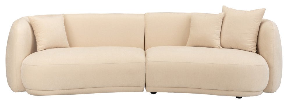4-Seat Curved Sofa, Ivory/Beige