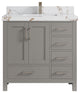 Malibu 36 Center Sink Bath Vanity in Elephant Skin Gray 2" Viola Gold
