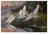 Wilhelm Goebel 'Morning Departure Egrets' Canvas Art, 19"x12"