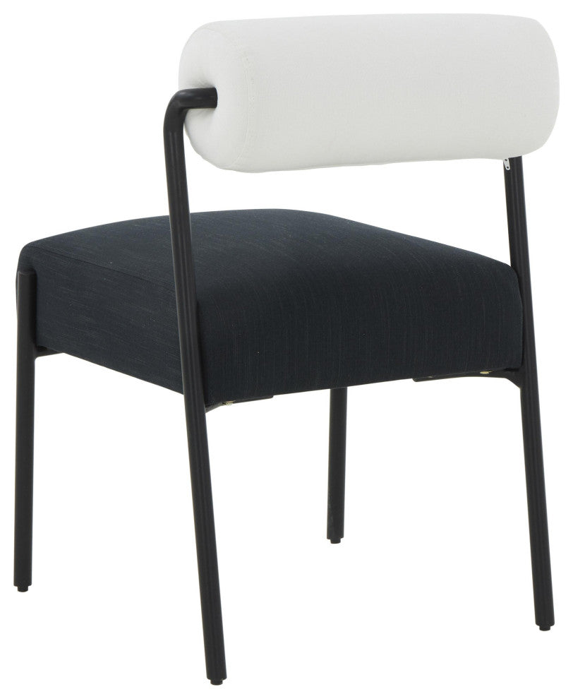 Jolene Cream and Black Linen Dining Chair, Set of 2