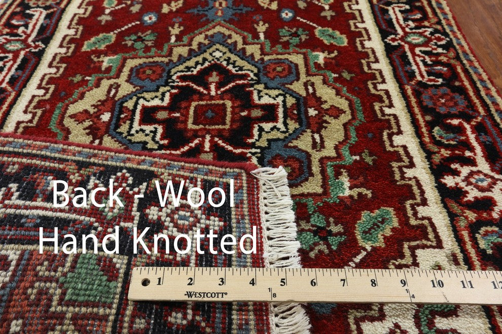 Unique Oriental 3'x16' Heriz Serapi Floral Red Hand Kotted Wool Runner H9241