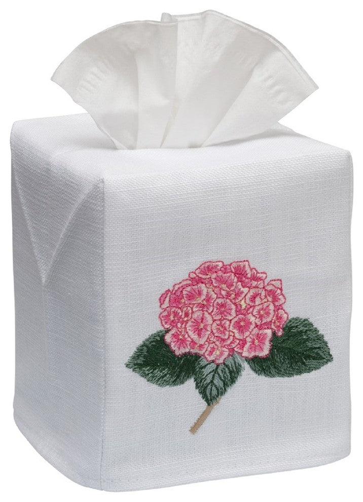 Linen Tissue Box Cover, Hydrangea Too, Pink