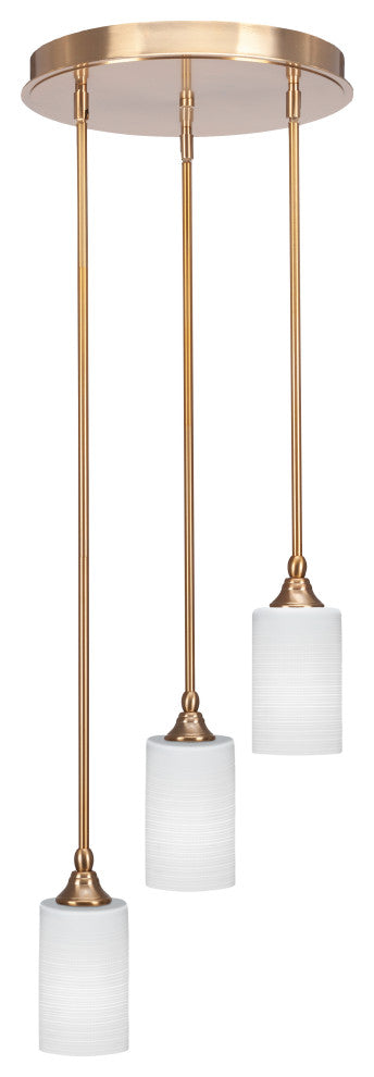 Empire 3-Light Cluster Pendalier, New Age Brass/White Matrix