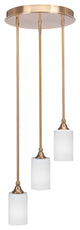 Empire 3-Light Cluster Pendalier, New Age Brass/White Matrix