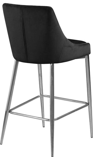 Karina Velvet Stool (Set of 2), Black, Chrome Base