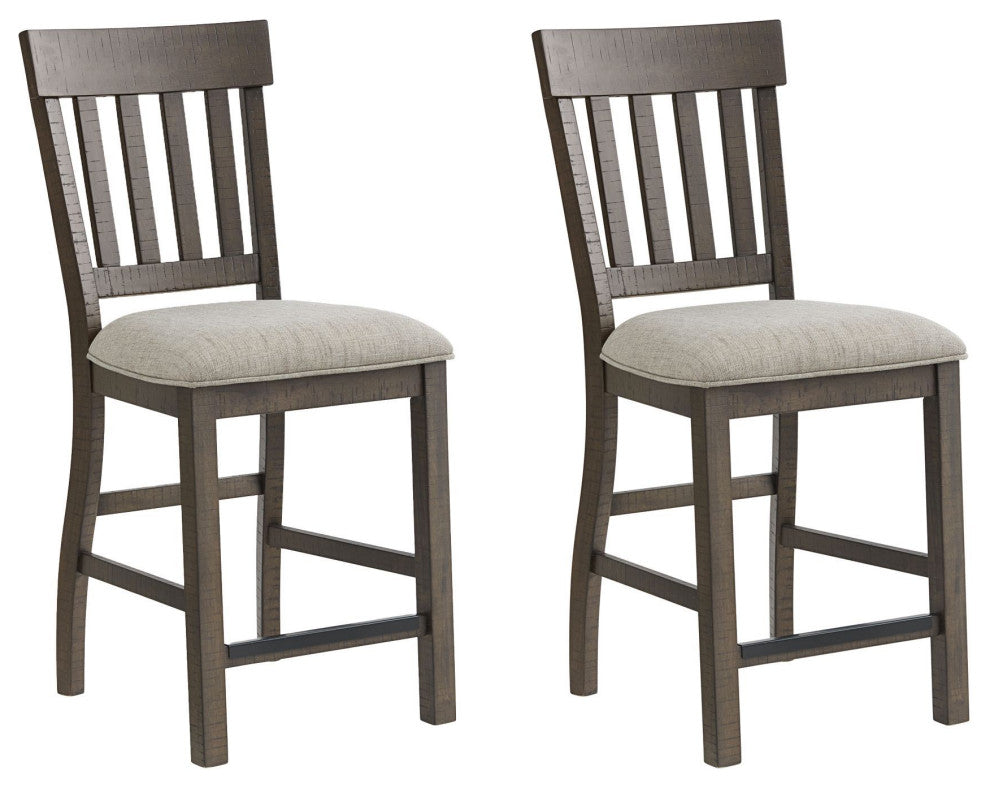 Sullivan Slat Back Counter Stool, Brushed Charcoal, Set of 2