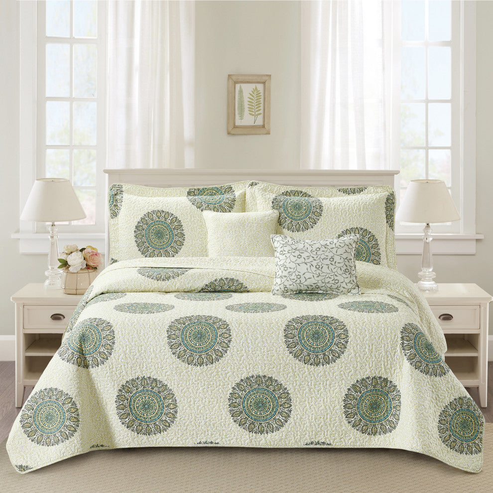 Encore 5 Piece Printed Quilt Set, 122'''' X 106''''