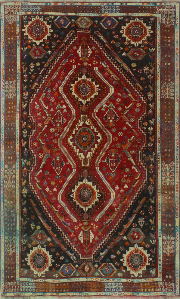 Fine Vintage Distressed Dicle Red Rug