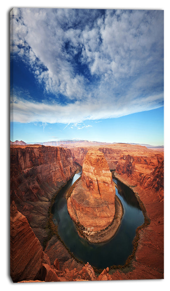 Horse Shoe Bend under Midday Sun, Oversized Landscape Canvas Art, 16"x32"