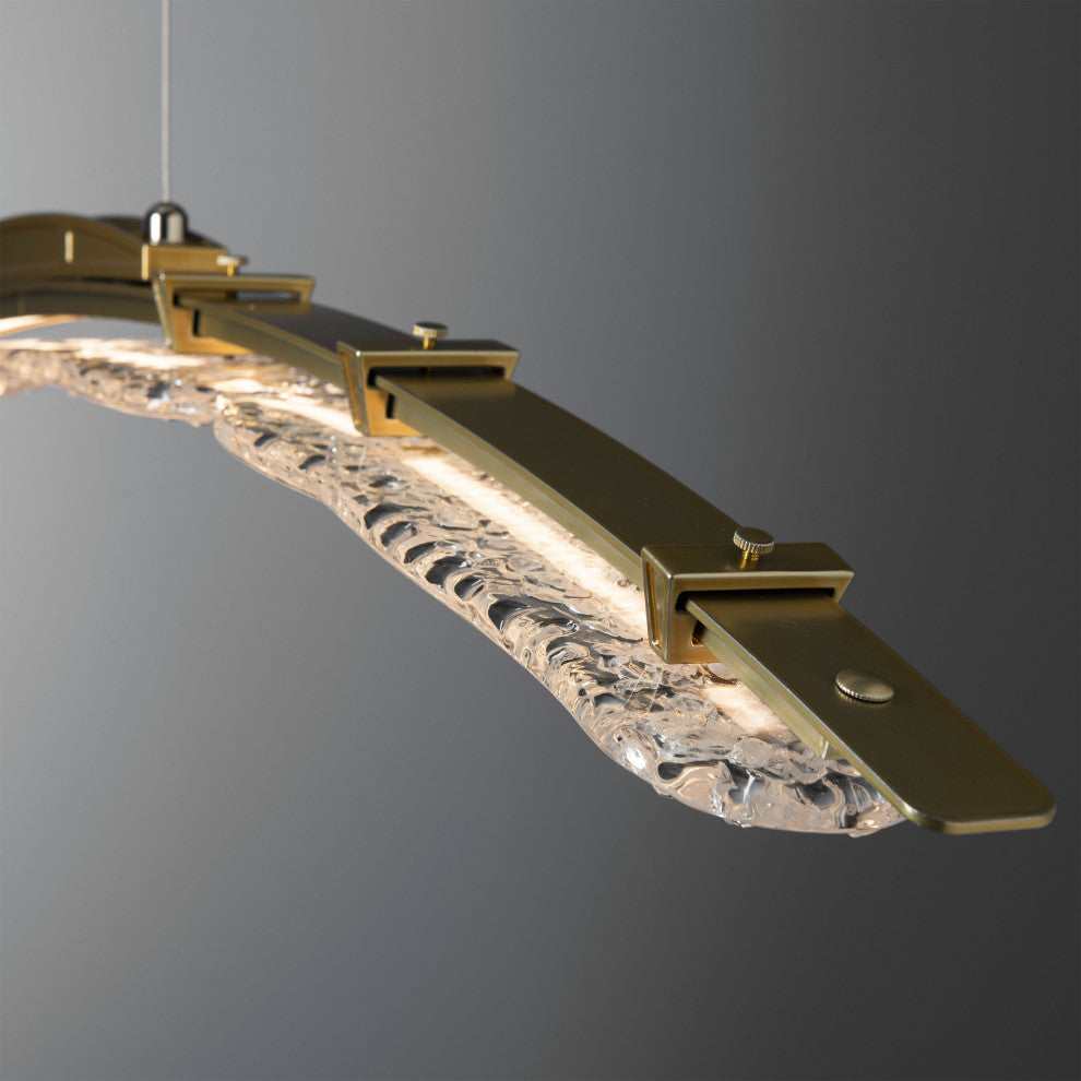 Glissade Large LED Pendant Modern Brass Clear Glass Standard