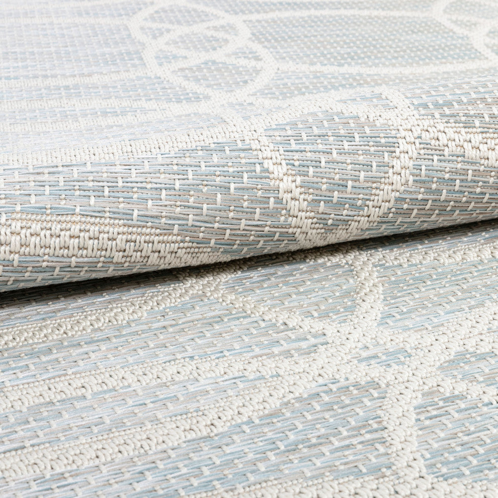 Portland Sisal Tocha Modern Geometric Blue 7''10"x10''6" Flatweave Area Rug