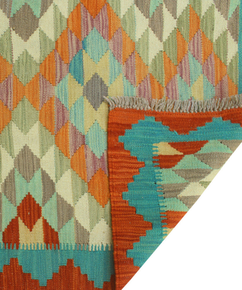 Sangat Kilim Hrytherf Rust/Blue Runner, 2'9x12'9