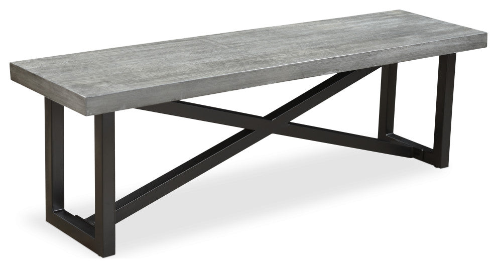 Raven Grey Mango Wood Dining bench With Black Iron 50"