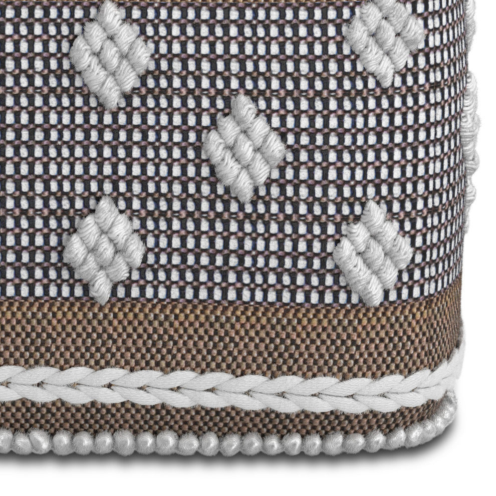 Mapleton Outdoor/Indoor Pouf, White, Beige, Gray Polystyrene Filling