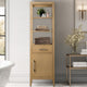 Vanity Art 21" Freestanding Linen Cabinet, Natural Oak, Brushed Nickel Handle