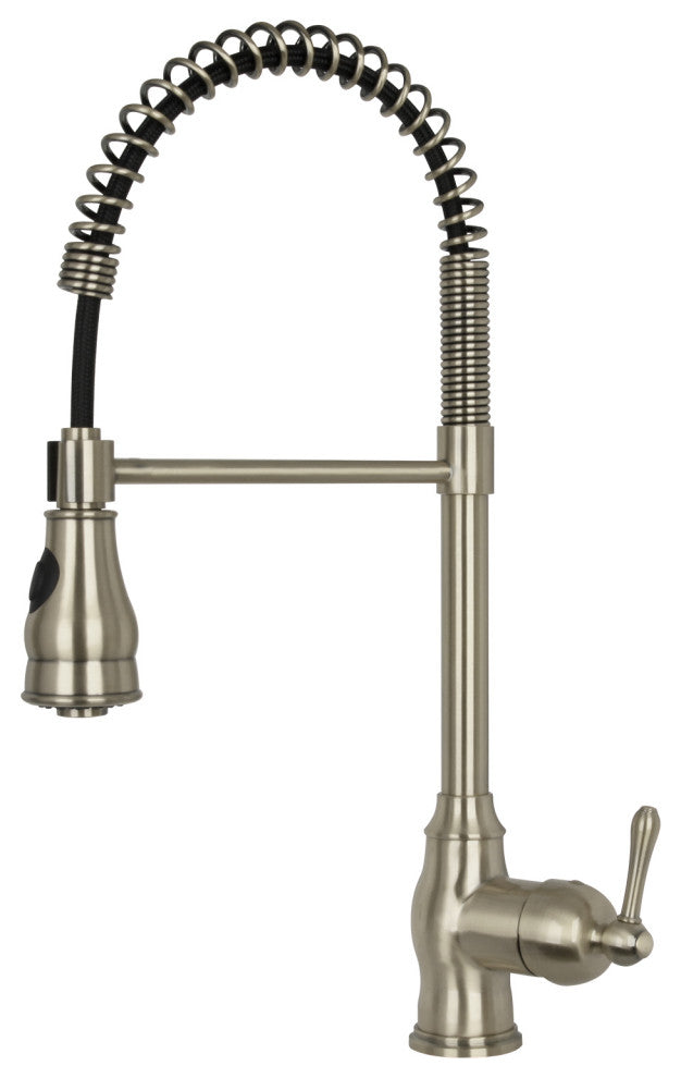 Copper Pre-Rinse Spring Kitchen Faucet with Pull Down Sprayer, Brushed Nickel