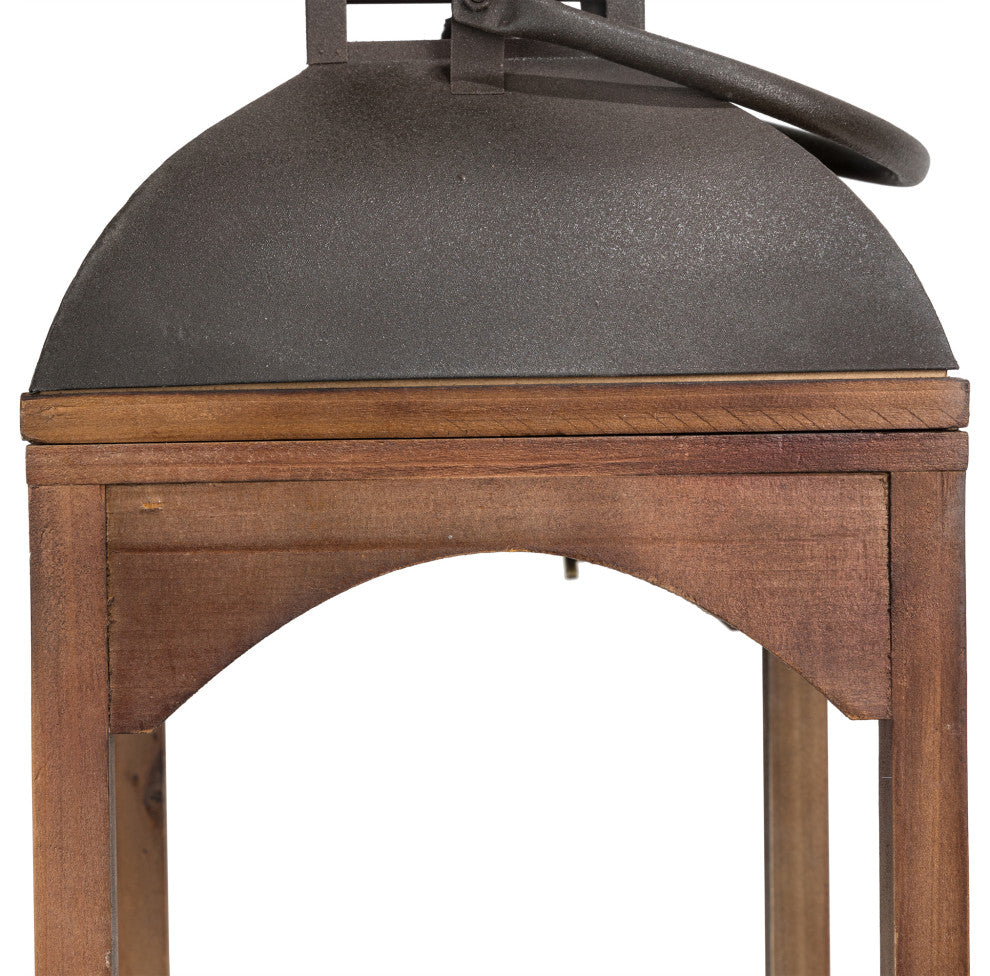 Set of 2 Farmhouse Wooden Lantern, Brown