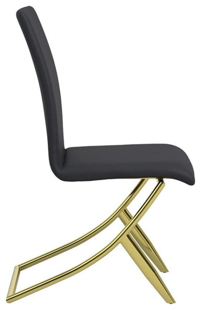 Coaster Chanel Upholstered Faux Leather Dining Chairs in Black