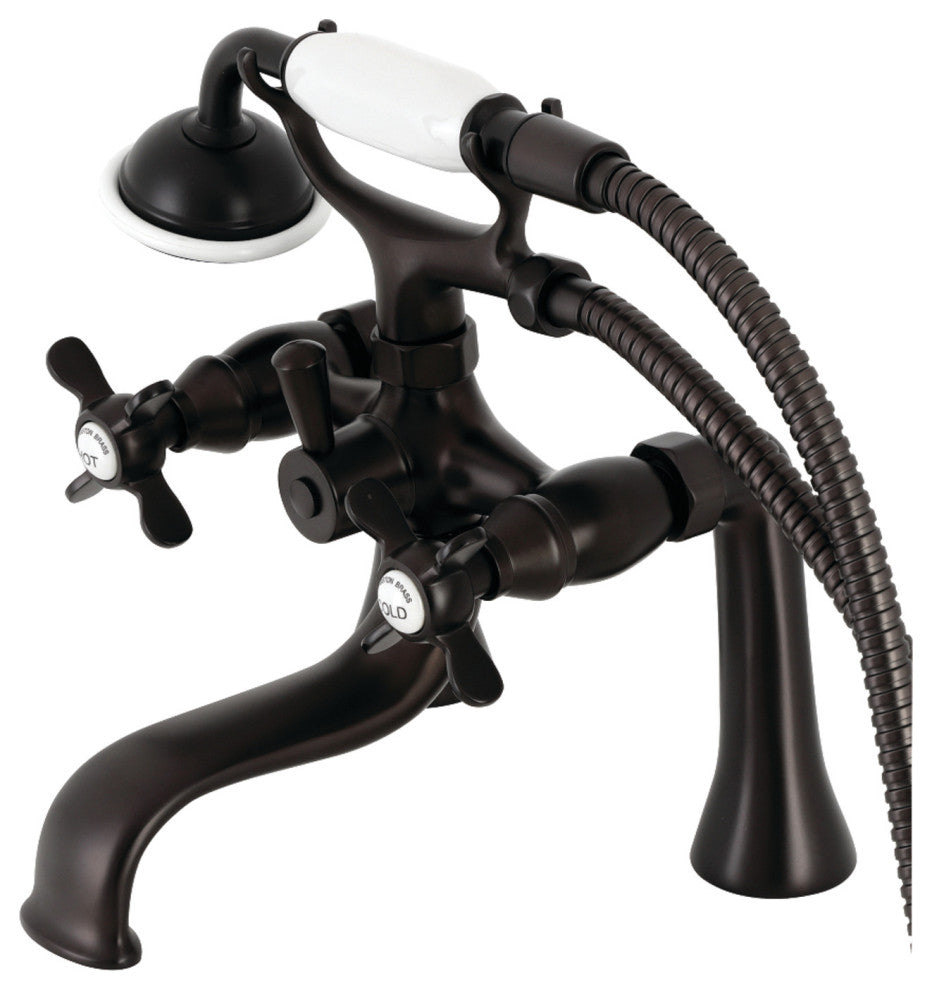 KS248ORB Deck Mount Clawfoot Tub Faucet With Hand Shower, Oil Rubbed Bronze