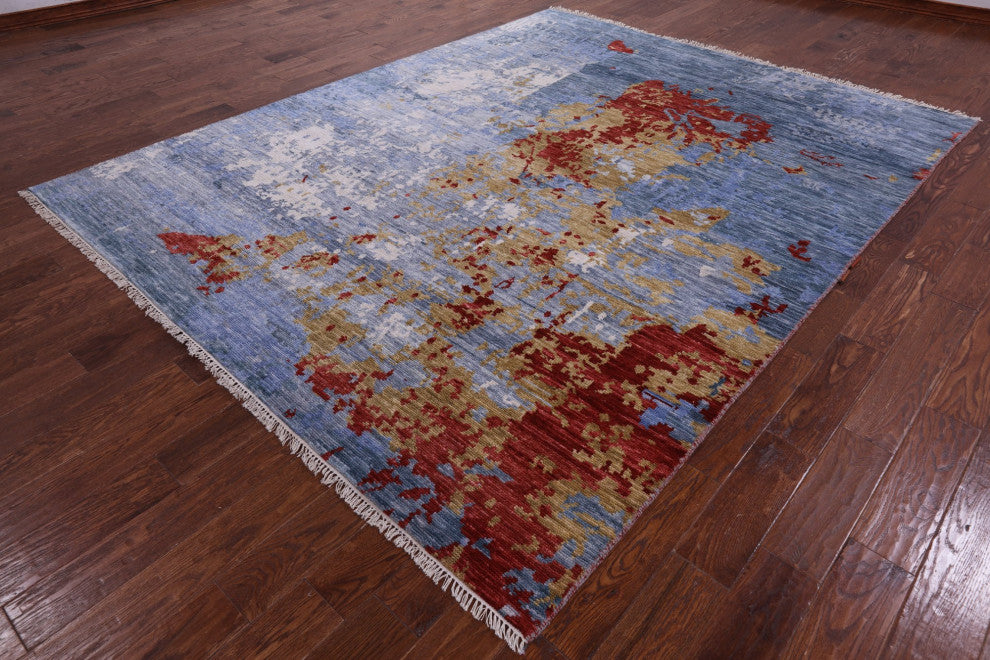 Abstract Handmade Wool Rug 7' 11" X 9' 11" Q8983
