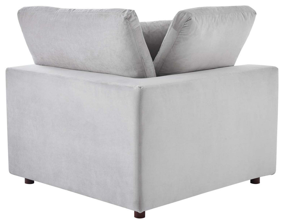 Loveseat Sofa, Velvet, Gray, Modern, Living Lounge Hotel Lobby Hospitality