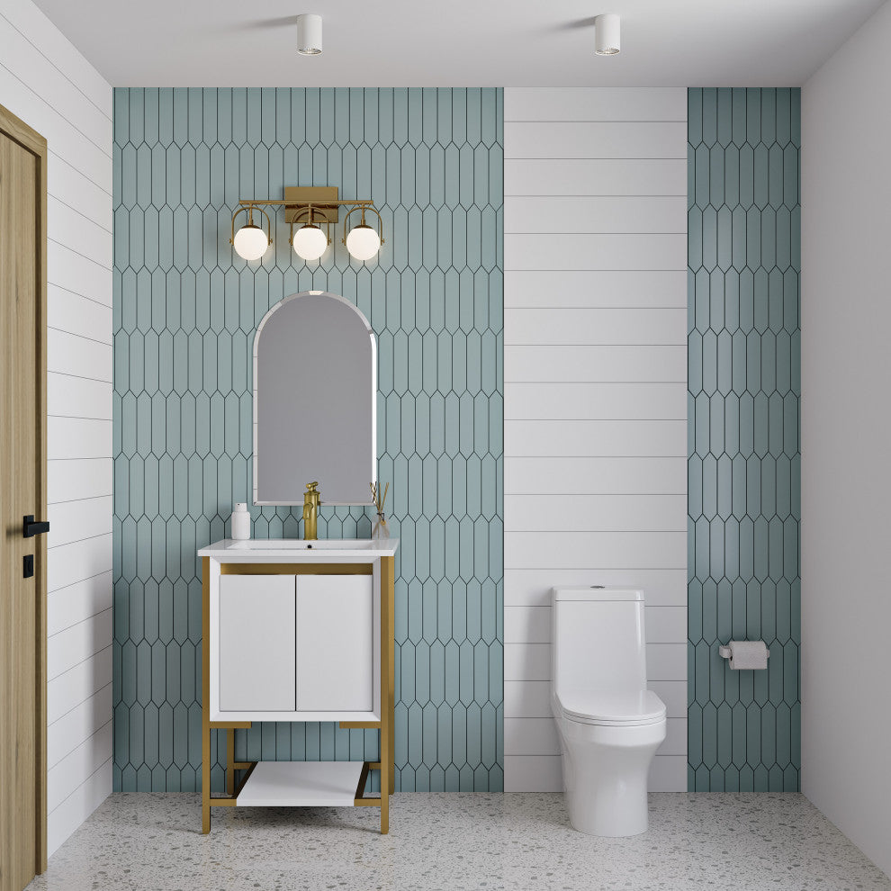 Marseille 24" Bathroom Vanity, White/Brushed Gold