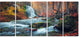 "Autumn Mountain Waterfall Long View" Landscape Photo Wall Art, 5 Panel, 60"x28"