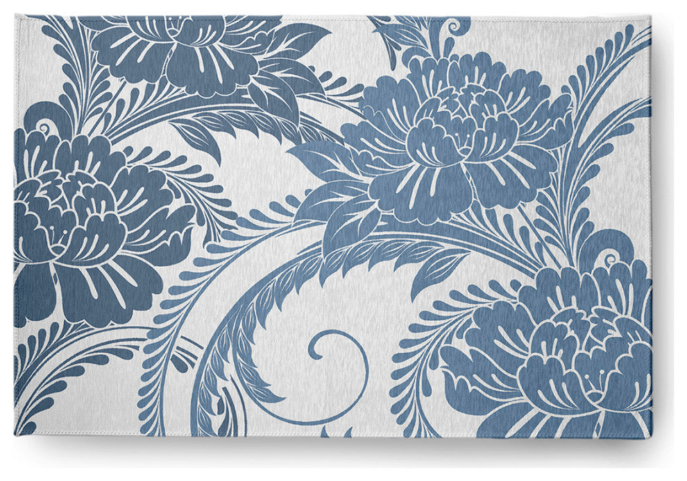 Flower Flourish French Country Chenille Area Rug