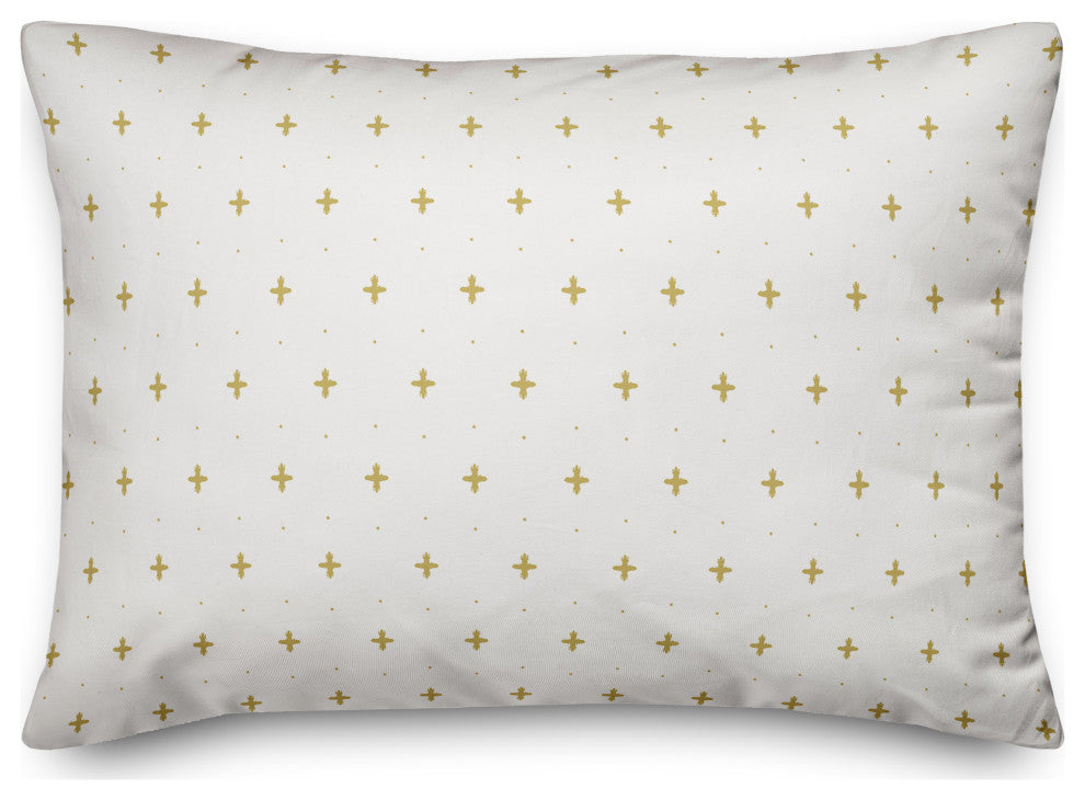 Yellow Plus on White 20 x 14 Spun Poly Pillow