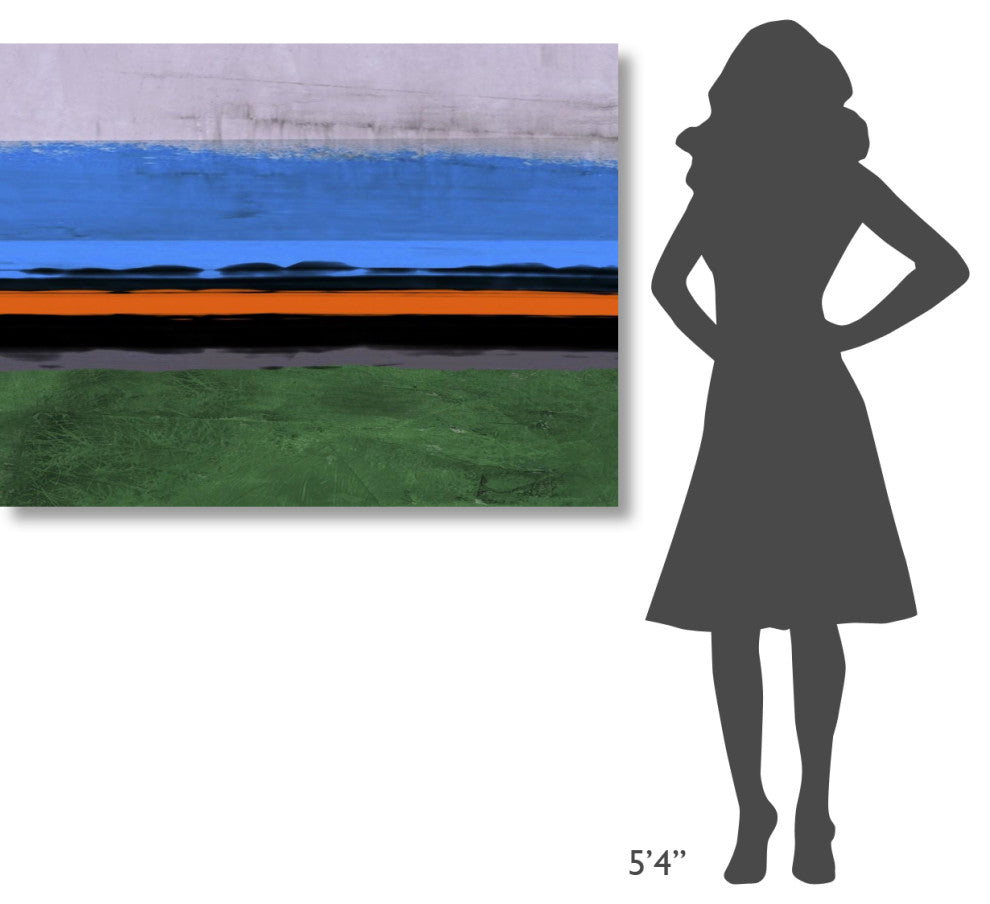 "Abstract Stripe Theme Orange And Blue" Fine Art Print