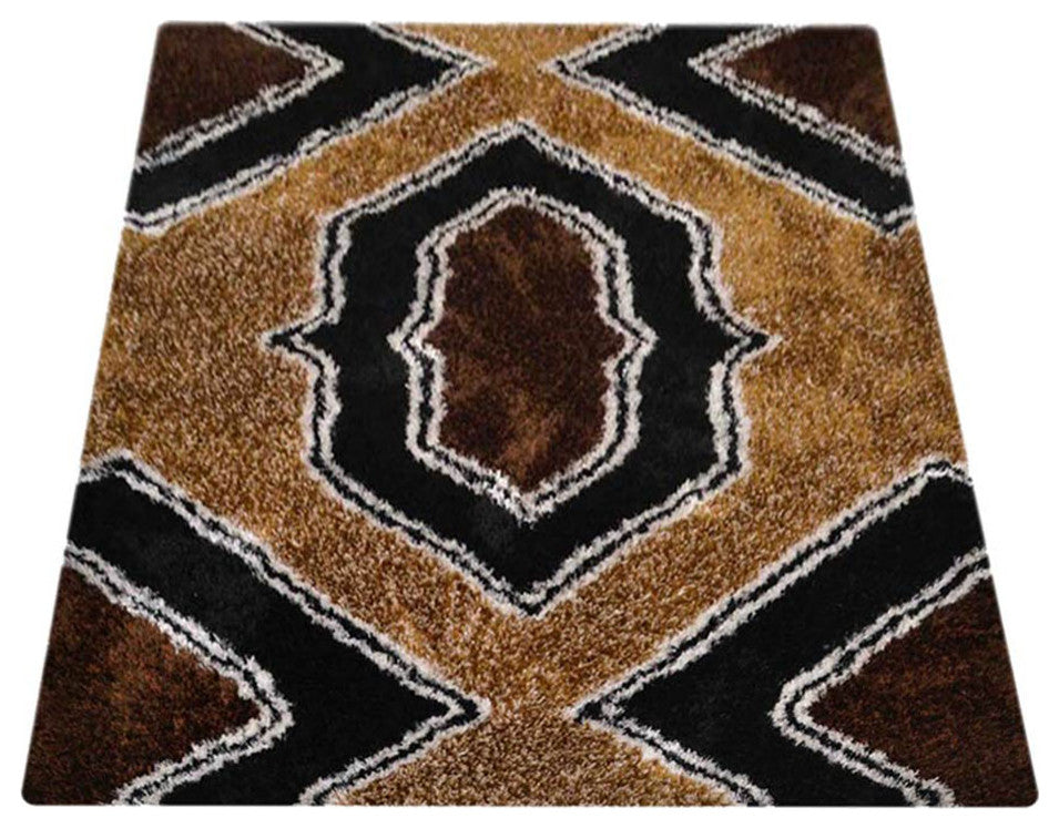 HAND TUFTED SHAG POLYESTER ECO-FRIENDLY AREA RUGS -  Multicolor, Geometric