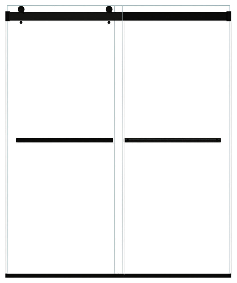Marcelo By Pass Frameless Shower Door, Clear Glass, Matte Black, 64"wx76"h