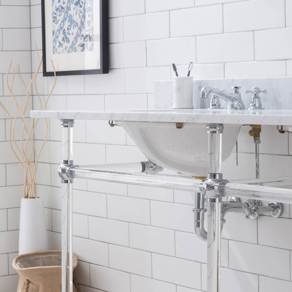 Empire 72" Wide Double Wash Stand, P-Trap, Countertop With Basin