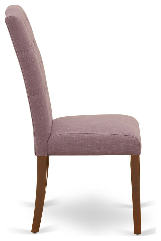 5Pc Dining Set, Square Table, Four Parson Chairs, Dahlia Fabric, Mahogany