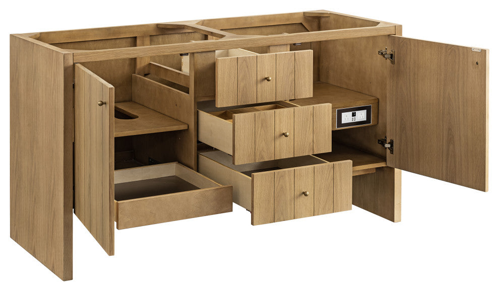 Hudson 60" Double Vanity, Light Natural Oak