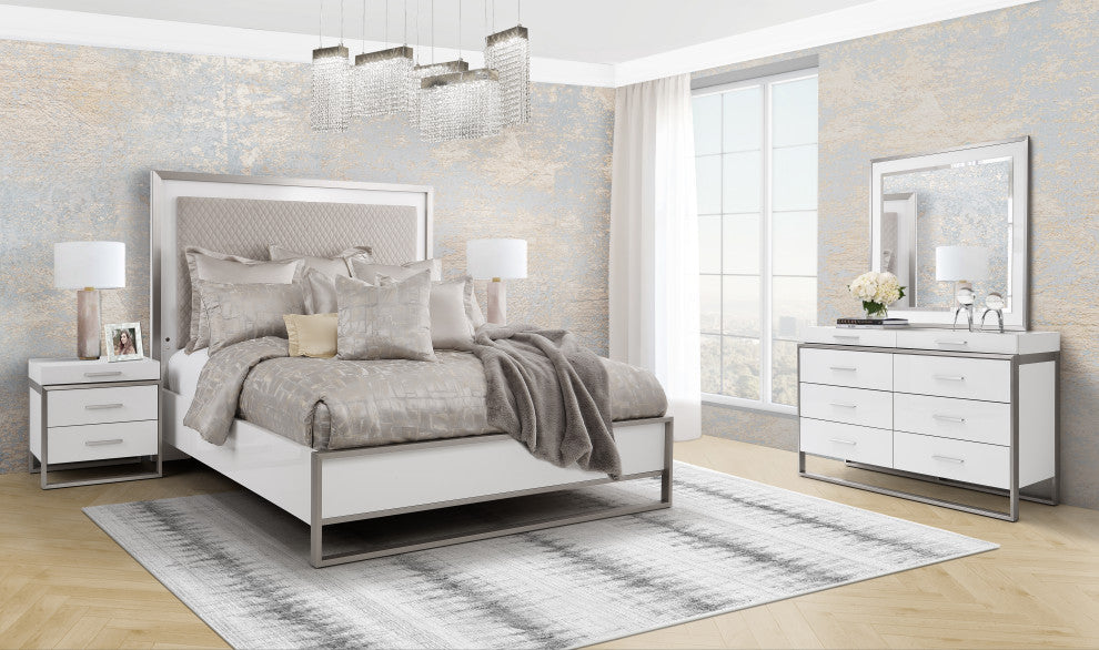 Marquee Queen Panel Bed - Cloud White