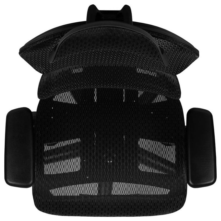 Contemporary Office Chair, Mesh Seat & Back With Adjustable Headrest, Black