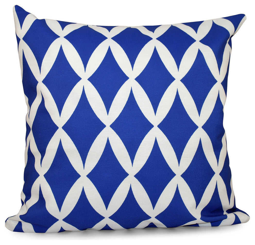 Geometric Decorative Pillow, Dazzling Blue, 16"x16"