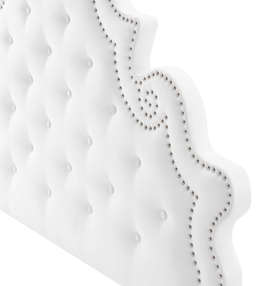 Tufted Platform Bed Frame, Twin Size, Velvet, White, Modern Contemporary