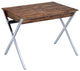 Benzara BM280281 36" Office Desk, 2 Drawers, X Shape Frame, Wood, Oak, Chrome