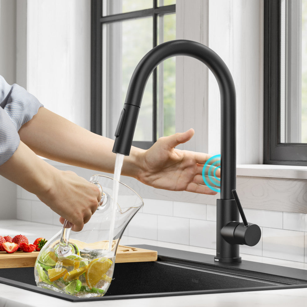 Oletto Pull-Down 1-Hole Kitchen Faucet, Matte Black, Model Ktf-3104mb