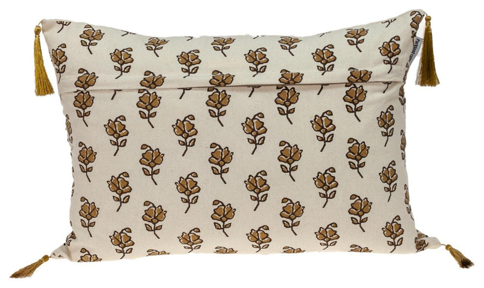 Gold and Bronze Embroidered Decorative Lumbar Pillow